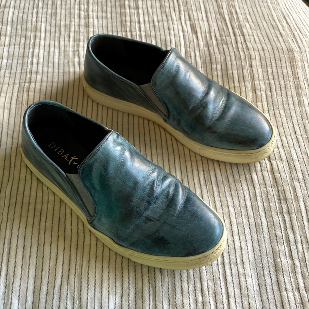 Diba True Teal Leather Slip on Sneaker, Sz 6